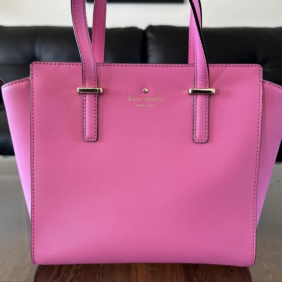EUC Kate Spade Pink leather handbag satchel purse crossbody - Picture 3 of 16